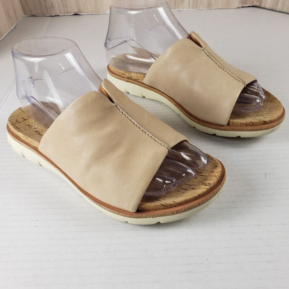 Kork Ease Tutsi Leather Slides Open Toe Biedge Sandals  Womens Size 7M